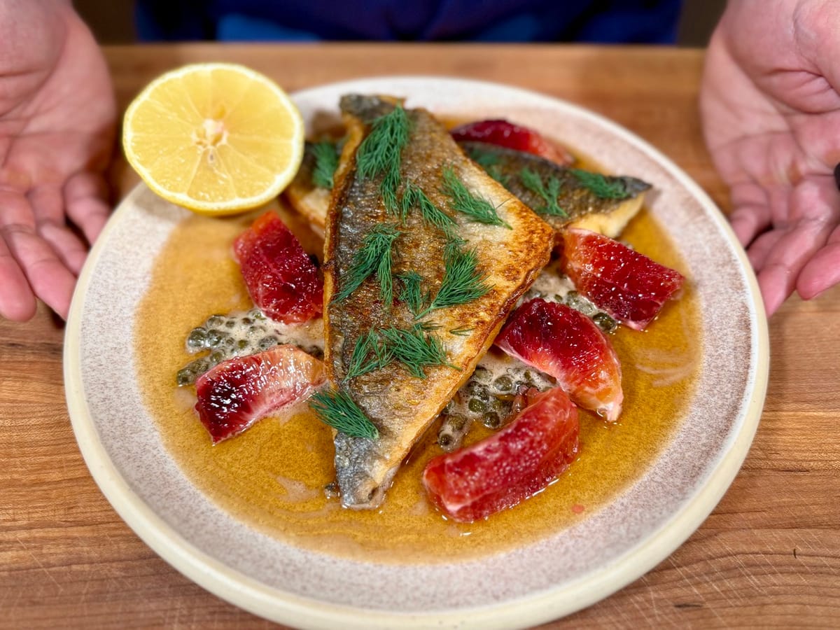 Pan-Seared Branzino with Brown Butter and Blood Orange | Regenerative Seafood Recipe